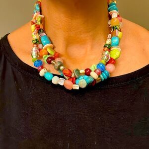 Mixed Natural Stone Colorful Necklace Handmade